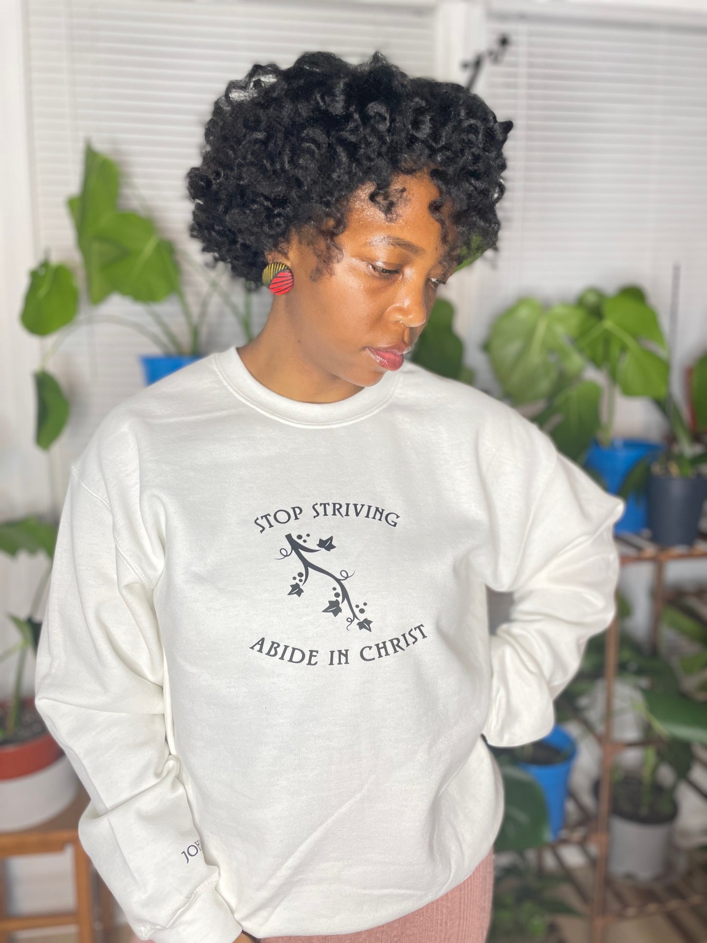 Stop Striving, Abide in Christ | Unisex Crewneck Sweatshirt