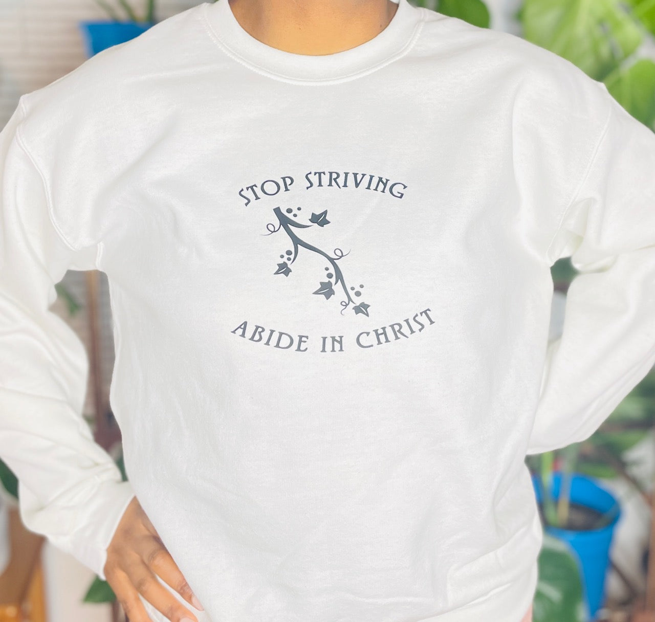 Stop Striving, Abide in Christ | Unisex Crewneck Sweatshirt